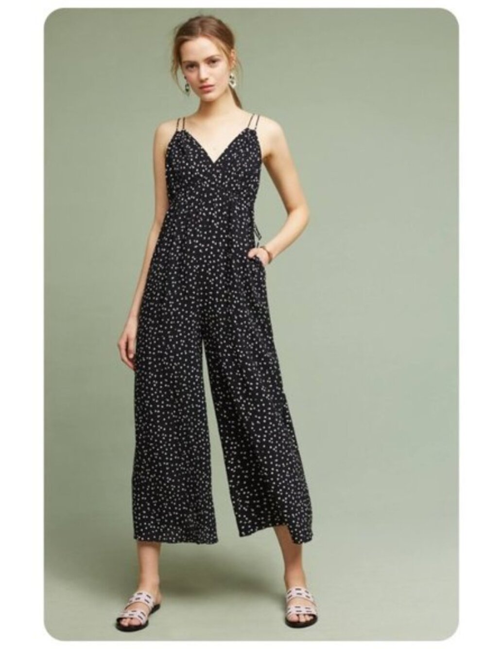 Anthropologie Maeve Finley black and white jumpsuit